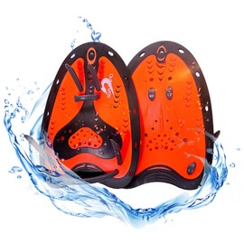SUMARPO Swim Paddles, Swimming Training Hand Paddles with Adjustable Straps Men Women,Swimming Hand Paddles for Swimrun, Open Water, Triathlon