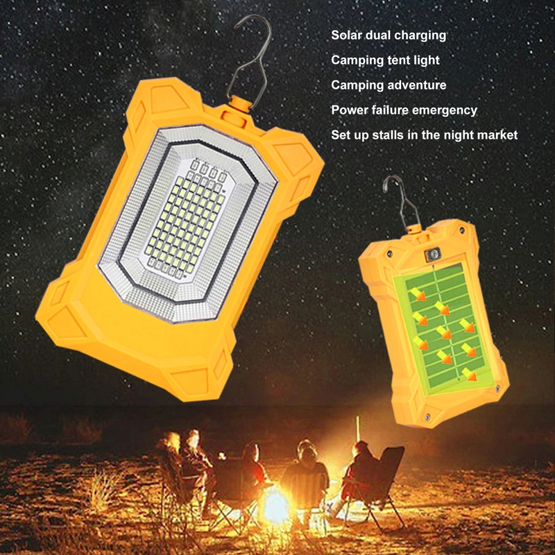 LED Solar Light Rechargeable Portable Flood Light Hooked Tent Light