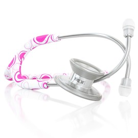 MDF Pinkadelic MD One Epoch Lightweight Titanium Stethoscope, Adult, Pinkadelic Tube, Silver Chestpieces-Headset, MDF777TPC