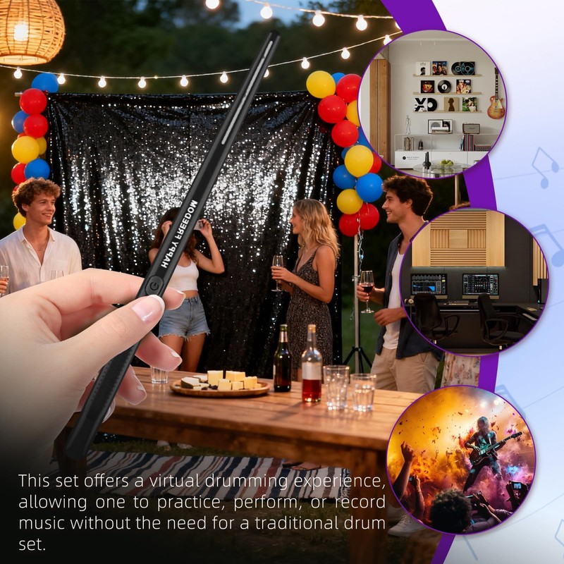 Rvluw Virtual Air Drum Sticks Set, 3D Motion Sensing Electronic