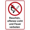 Sign Smoking, Open Light and Fire Prohibited. Aluminium / Dibond