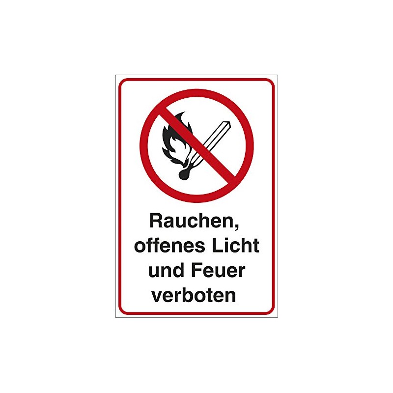 Sign Smoking, Open Light and Fire Prohibited. Aluminium / Dibond