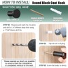 GUWINA Children's Single Modern Coat Hooks, Black, 6 Coat Hooks,