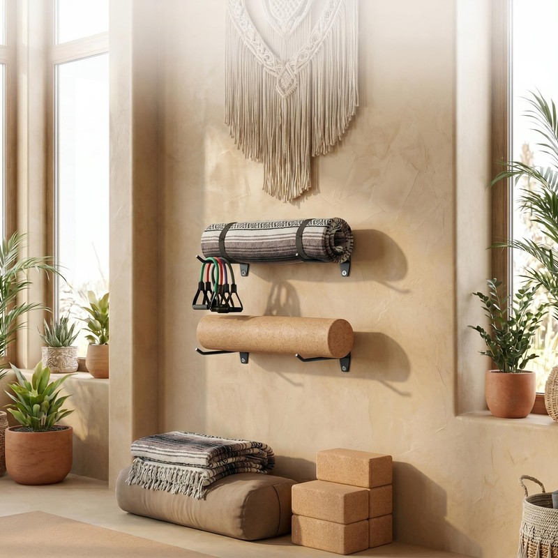 Yoga Mat Wall Mount Holder & Clips for Eyelet Workout