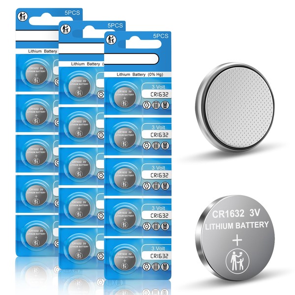 CR1632 Lithium Battery 3V, 15 Count Pack CR 1632 3