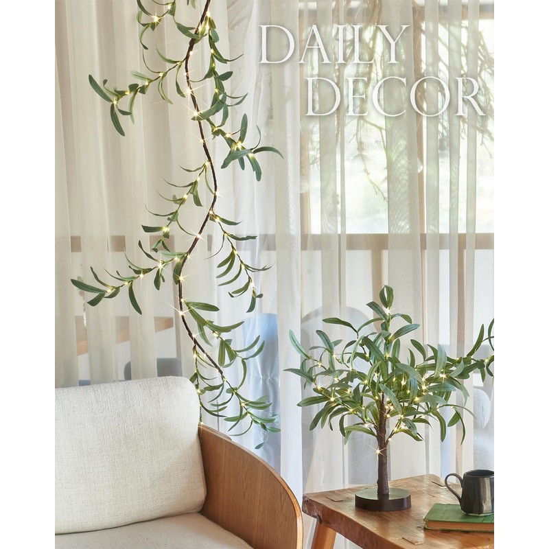 Fudios Lighted Olive Garland Battery Operated with Timer 96 LED