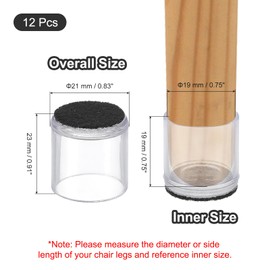 PATIKIL Chair Leg Floor Protector for Hardwood Floors, 12 Pcs Round PVC Felt Fit 0.75" Furniture Leg Cap Furniture Feet Cover Furniture Feet Carpet Small Slider, Transparent