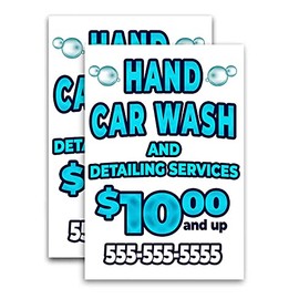 Hand Car Wash (24" X 36") Vinyl Decal Only (Pack of 2)