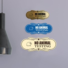 Designer No Animal Testing Sign (Ivory/Dark Brown) - Large