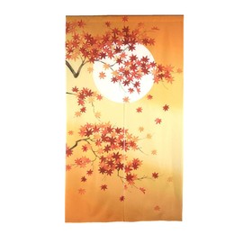 Long Type Japanese Doorway Curtain Autumn Maple Leaves Noren Moon(33.5" Wide by 59" Long, Moon)