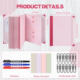 MotiMind 2 Pack Folio Document Organizer with Labels Folio Folders with Pockets Important Document Binder in Case I Go Missing Emergency Life Binder Organizer (Pink)