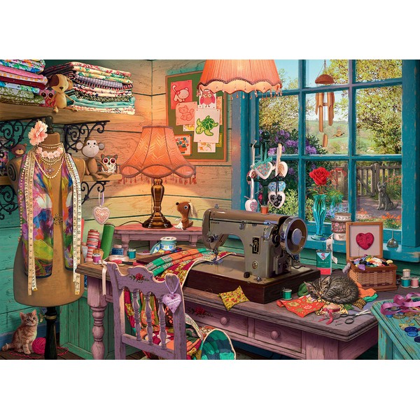 Ravensburger The Sewing Shed 1000 Piece Jigsaw Puzzle for Adults – Every Piece is Unique, Softclick Technology Means Pieces Fit Together Perfectly
