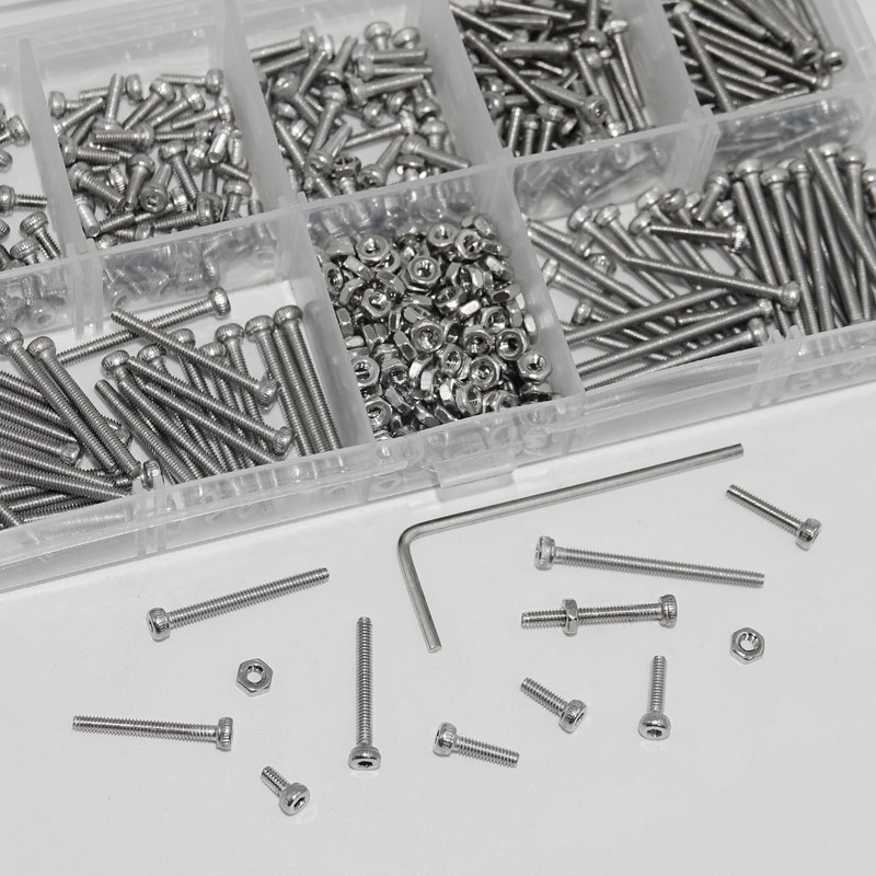 520PCS M2 Screw Assortment Kit, M2x4/6/8/10/16/20/25 mm M2 Screw Kits,