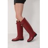 iiimmu Red Women Riding Boots Silver Buckle Women's Knee High