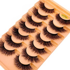 AMSDCN New 7Pairs Design Wet Manga Lashes 3D fluffy Eyelash Extensions Makeup Fashion Long Thick Natural Fake Eyelashes (MY-05)