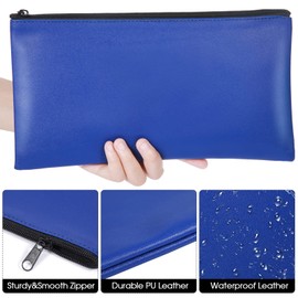 18 Pieces Money Bag with Zipper for cash Bank Bag Money Pouch 11 x 6 Inch Security Bank Deposit Bag Leatherette Money Cash Coin Check Wallet Pouch(Royal Blue)