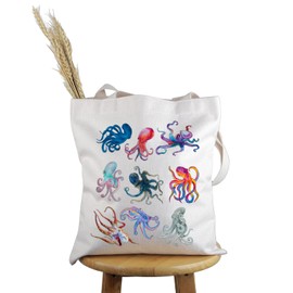 PWHAOO Octopus Lover Gift Octopus Colors Painted Tote Bag Octopus Design Handbag Ocean Animal Lover Gift (Octopus Colors Painted T C)