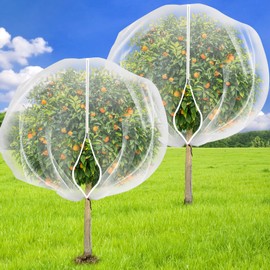2PCS 7.8 x 7.8ft Large Fruit Tree Netting Cover with Zipper and Drawstring,Garden Insect Netting Plant Cover Transparent Bird Plant Barrier Flower Fruit Mesh Screen for Preventing Deer Squirrel Bug