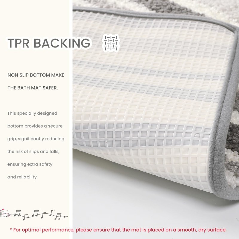 Scandinavian Bath Mat Non Slip Super Absorbent Bathroom Soft Microfiber