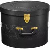 Luxury Stylish Round Hat Box Storage With Gold Locking Lid