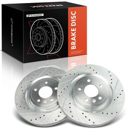 A-Premium 2-PC Set 13.23 inch (336mm) Front Drilled and Slotted Disc Brake Rotors Compatible with Select Ford 2011 2012 2013 2014 Mustang