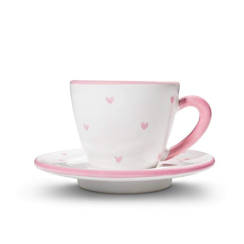 GMUNDNER KERAMIK Espresso for you Gourmet Crockery Set Herzerl Pink