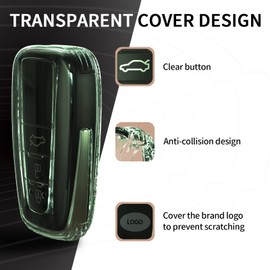 TANGSEN Key Fob Case TPU Cover Compatible with Toyota Avalon Camry C-HR Corolla Prius Prime RAV4 2 3 8 Button Ultra-Thin Transparent Full Protection Key Shell