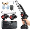 8 Inch Mini Chainsaw, 2022 Upgraded Seesii Mini Chainsaw with Brushless Motor 2×2.0AH Batteries Auto Oiler Chain Adjustment, Cordless Battery Chainsaw for Branch Tree Cutting Pruning