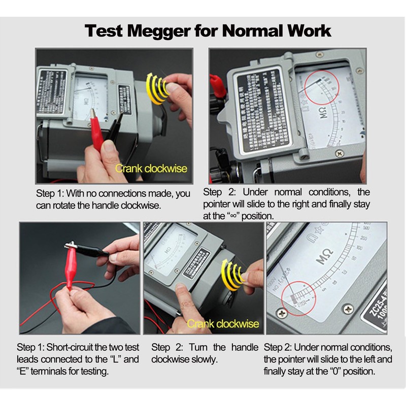 1000MΩ Megohmmeter, 120 RPM Hand Crank Megger, Portable Megger 1000V