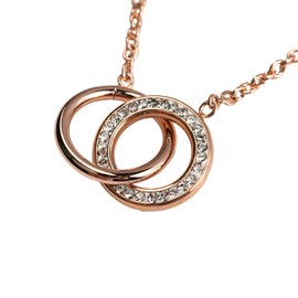 LuckyLy Collar de Mujer con Círculos Entrelazados, Cadena de Acero Inoxidable con Baño de Oro Rosa 18k y Dije con Zirconia Cúbica – Regalos para Mujer Originales y Regalos para Mamá, Modelo Amy