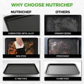 NutriChef Black Baking Pan, Extra Large Cookie Sheet for Baking and Roasting, Nonstick Bakeware for Roasting, Even Heat Distribution, Warp-Resistant, Easy to Clean, Oven Safe & Dishwasher Safe