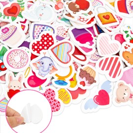Ceiba Tree 400Pcs Valentine's Day Foam Stickers Assorted Heart Animal Cupcake Shaped Self-Adhesive Sticker for Art Greeting Cards Craft
