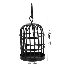 Granmagazz 2pcs Doll House Birdcage,Birdcage Garden Ornaments,Mini Bird Cage,Tiny Bird Cage,Fairy Garden Bird Cage(Black)