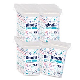 Kindii Pure Baby Pads - 100% Baumwolle - Große quadratische Pads für empfindliche Haut - Ersetzt Feuchttücher - Weich - weiche Kanten - kein Ausfransen - 60 Stück.