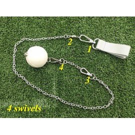 Winged Sirenny Stainless Steel Chain Poi-Ropes for DIY Veil Pois and Poi-Streamers, with a Rubber Ball and 3 swivels for Smooth Spinning (Set of 2)