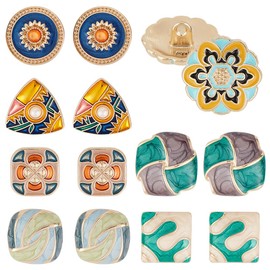 PH PandaHall 14pcs 7 Style Enamel Shank Buttons Retro Color Buttons Enamel Clothes Button Vintage Decor Buttons Flower Triangle Square Sewing Button For Blazer Suits Sport Coat Uniform Jacket Sewing