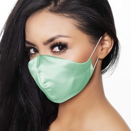 DALIX Exclusive Charmeuse Satin 3 Layer Face Mask in Mint Green - L-XL