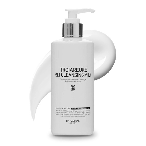 TROIAREUKE PIT Cleansing Milk I Deep Cleansing Daily Facial Cleanser for All Skin Types, Dry, Hydrating Face Mask with Antioxidants, Vitamins, Moisturize Korean Aesthetic Skin Care 10.14 fl oz