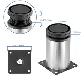 4 Inch Metal Furniture Legs - Adjustable, Stainless Steel, Silver Round, Ideal for DIY Projects: Cabinets, Desks, Coffee Tables, Shelves, and Bed Frames