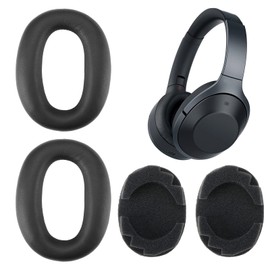 eMagTech 1 Pair Ear Pads Replacement Compatible with Sony WH-1000XM2 MDR-1000X Headphone Protein Leather Foam Ear Cushion Earphone Accessories Black