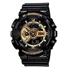Casio G-Shock GA-110GB-1A Wristwatch, Overseas Model, Waterproof, Black, Gold, Black x Gold, Belt Type: