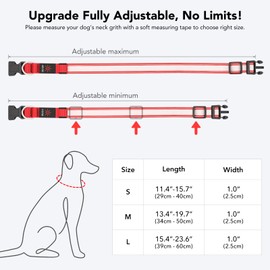 PZRLit LED Light Up Dog Collars Micro USB Rechargeable Waterproof, Full Adjustable Lighted Glow Dark Dog Collar Light for Night Walking for Small Medium Large Dogs, Red
