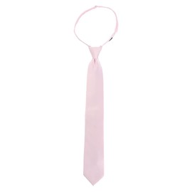 boxed-gifts Umo Lorenzo Mens Zipper Ties Solid Color Pre Tied Polyester Neckties for Men and Women-Pink