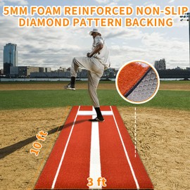 honeypet Softball Pitching Mat 10' X 3' Portable Pitching Mound for Softball and Baseball Pitchers Practice with Antifade Turf and Antislip Backing for Indoor Outdoor Pitching Practice
