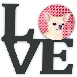 Caroline's Treasures Chihuahua Hearts Valentine's Day Portrait Metal Artwork Love Wall-Decor, Multicolor