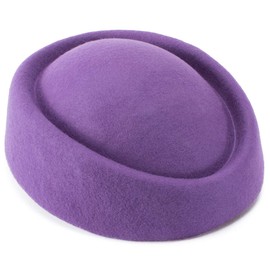 Lawliet Wool Felt Fascinator Wedding Hat Pillbox Hat for Women Pretty Hostesses Cap (Purple)