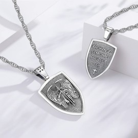 Eusense Archangel Michael/Saint Christopher/Saint Jude Thaddeus/Seven Archangels/Holy Mary/Jesus Cross Pendant Amulet Necklace 925 Silver Christian Chain Jewellery Men Women, Sterling Silver, St