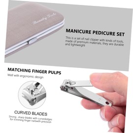 Healeved 9pcs Set Nail Scissors Finger Toenail Grooming Clippers Kit Cutter Manicure Professional Trimmer Tweezers Catcher Tools Care Pedicure Tool Grey Stainless Steel