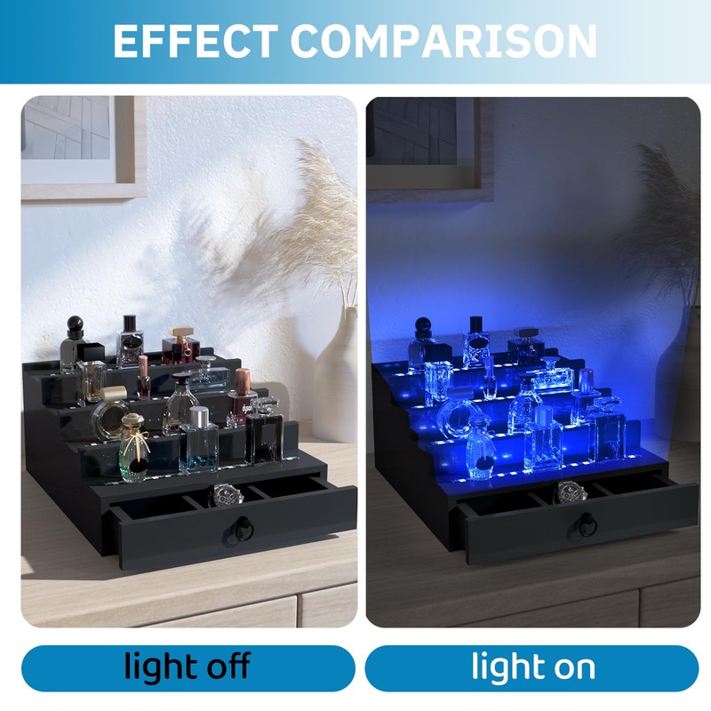 RGB LED Lighting Perfume & Cologne Organizer for Men with