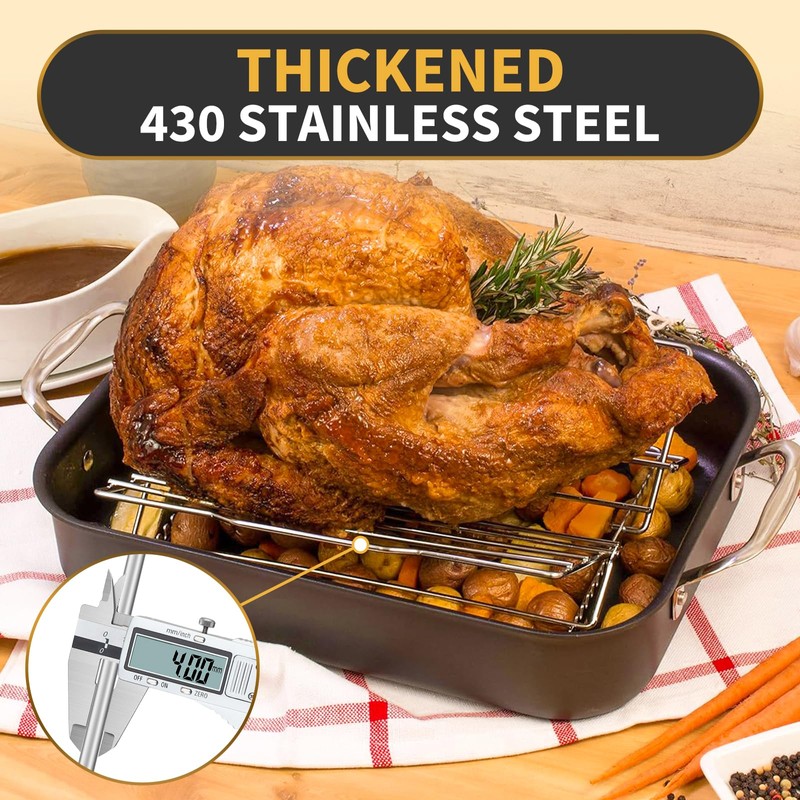 Adjustable Chicken Roasting Rack, Stainless Steel Foldable Roasting Rack, V-Shaped